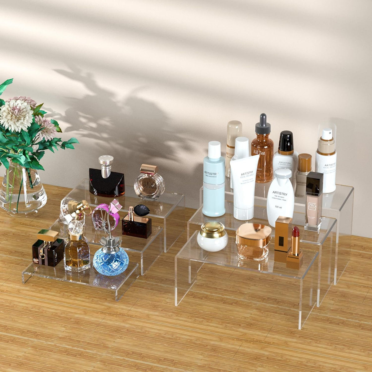 Acrylic Display Risers 6pcs, Clear Rectangular Display Organizer Stands, Acrylic Display for Funko
