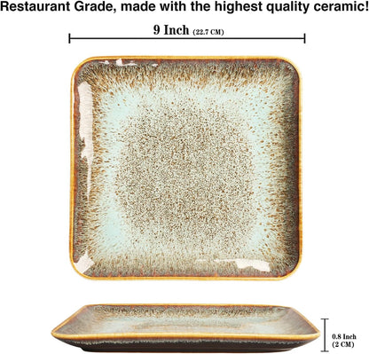 Ceramic Dinner Plates Dish Set,Set of 4,for Lunch snacks -Microwave Oven & Dishwasher Safe,Scratch