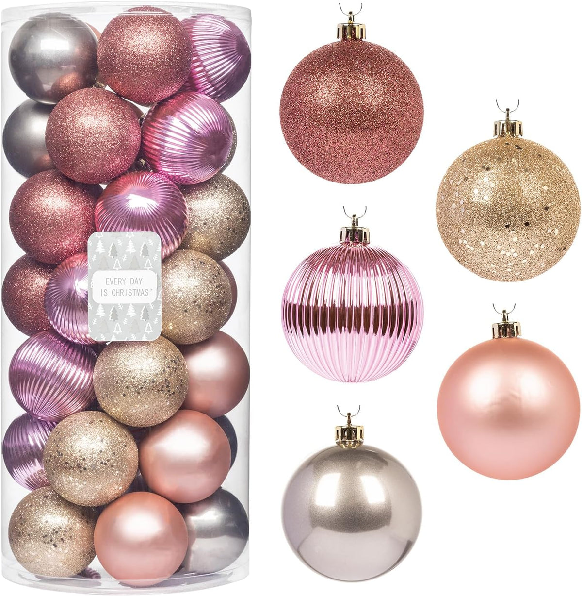 Every Day is Christmas Ornaments, Shatterproof Christmas Tree Ornament Set, Christmas Balls