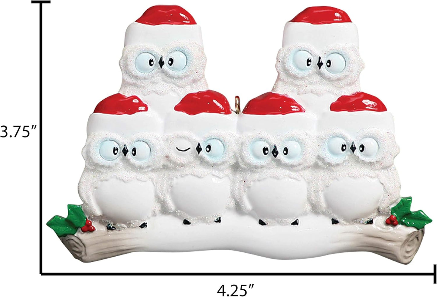 3D Owl Family of 6 Ornament 2025 Personalized Family Christmas Ornaments 2025 | White Holiday