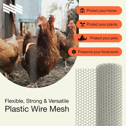 MaPorch Plastic Wire Mesh Fence - 2-Pack White 15.7 in x 10 ft - Durable Weather-Resistant Garden
