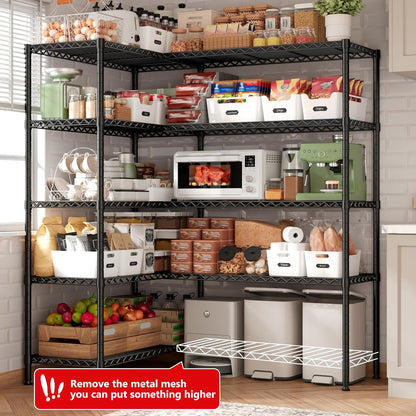 REIBII 5-Tier Heavy Duty Metal Wire Shelves, Industrial Style, 61.7"W x 72.4"H x 15.8"D, 1500 LBS