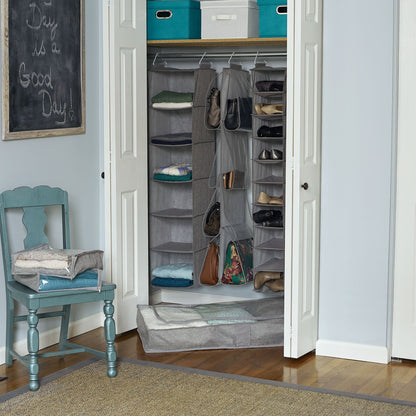 Household Essentials 6-Shelf Linen Hanging Closet Organizer, Gray