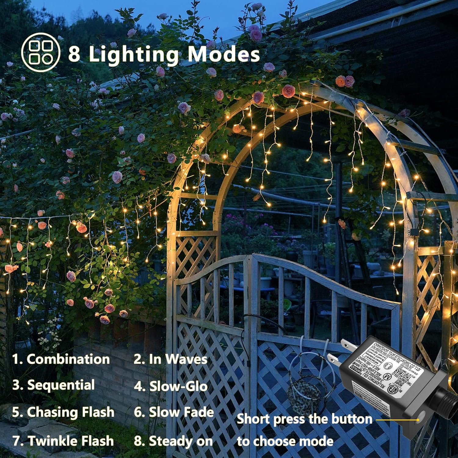 YEGUO 66ft 800 LED Icicle Lights Outdoor, 160 Drops Icicle Christmas Light Connectable, 8 Modes