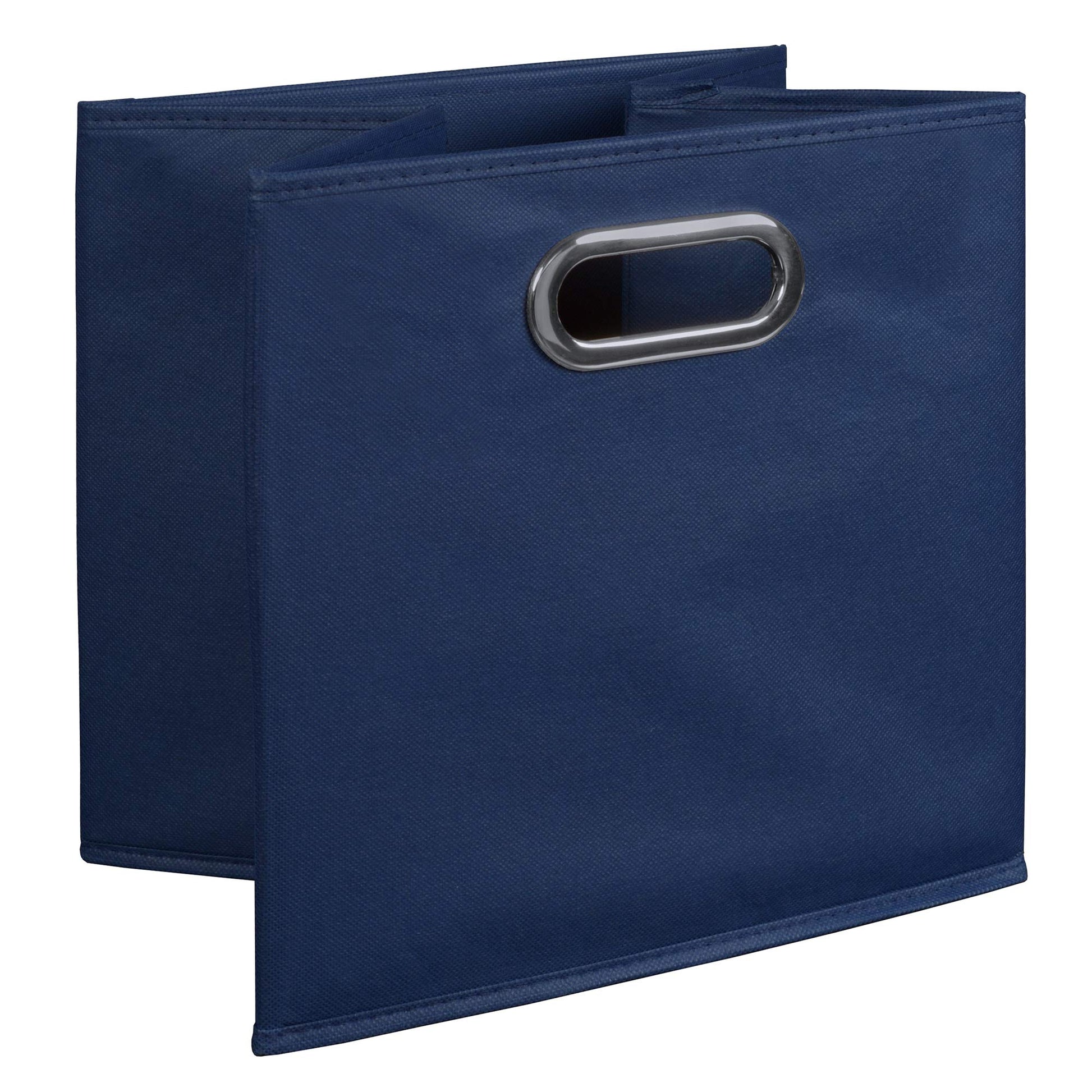 Niche Cubo Set of 2 Foldable Fabric Storage Bin with Label Holder- Blue