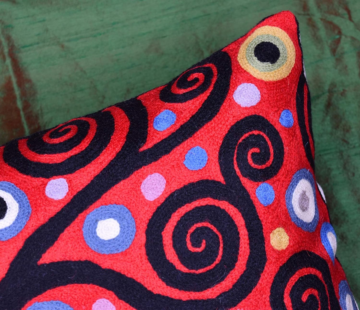 Klimt Tree of Life Pillow Cover | Red Floral Pillowcase | Flower Accent Pillows |Suzani Cushions |