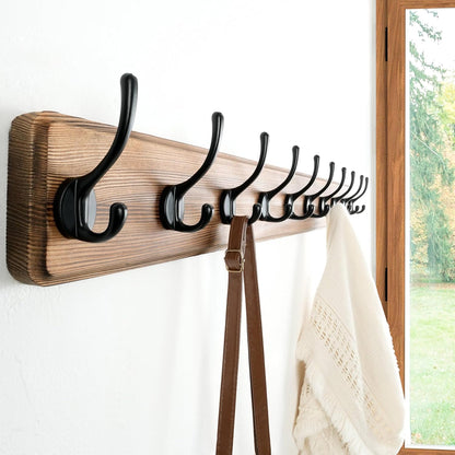 Dseap Wall Mounted Coat Rack: 38-1/4" Long, Patented, Heavy-Duty, 10-Double-Hooks Wooden Hanger