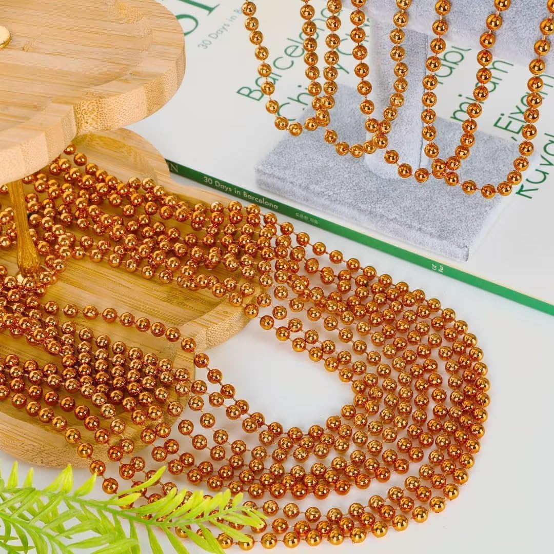 50PCS Bead Necklace, Orange Bead Necklaces Party Favors Bulk, 33" Mardi Gras Necklaces, Festival