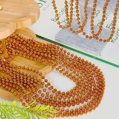 50PCS Bead Necklace, Orange Bead Necklaces Party Favors Bulk, 33" Mardi Gras Necklaces, Festival