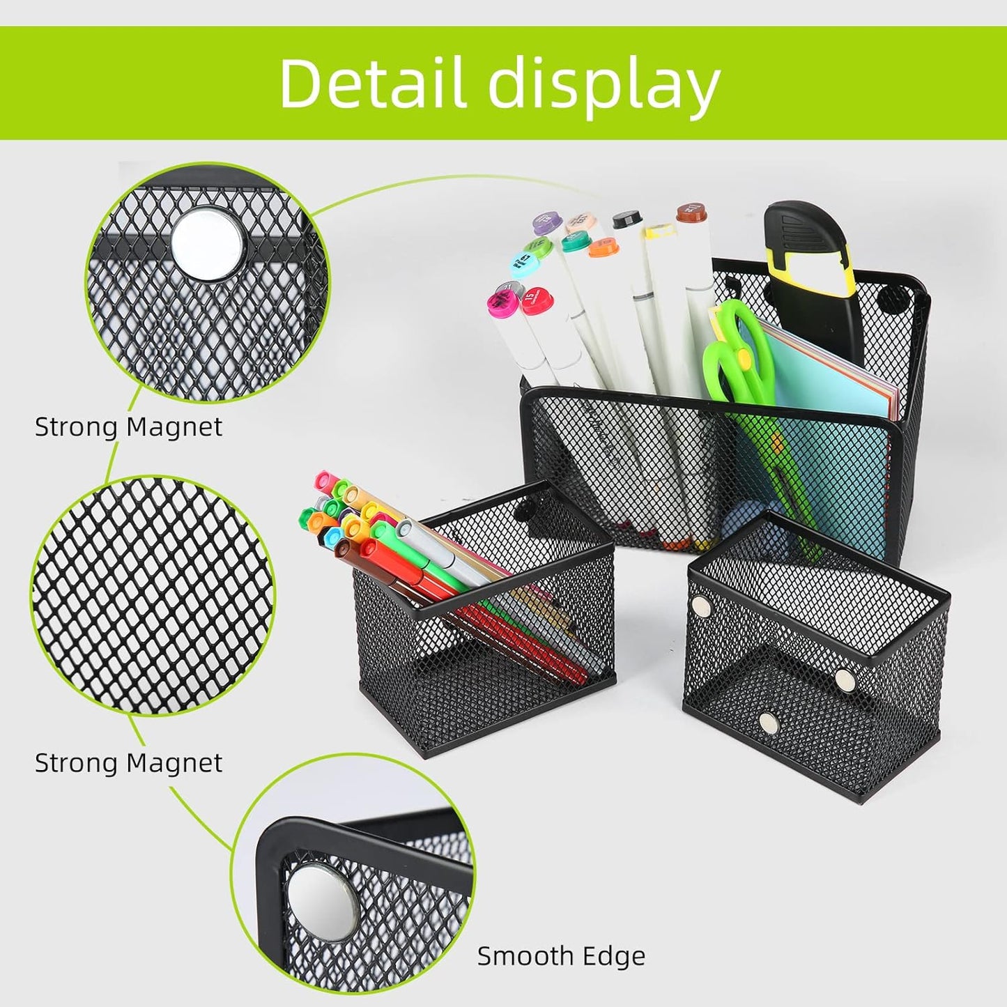 Neudeco Locker Shelf Organizer, Magnetic Pencil Holder, Metal Storage Basket for Whiteboard