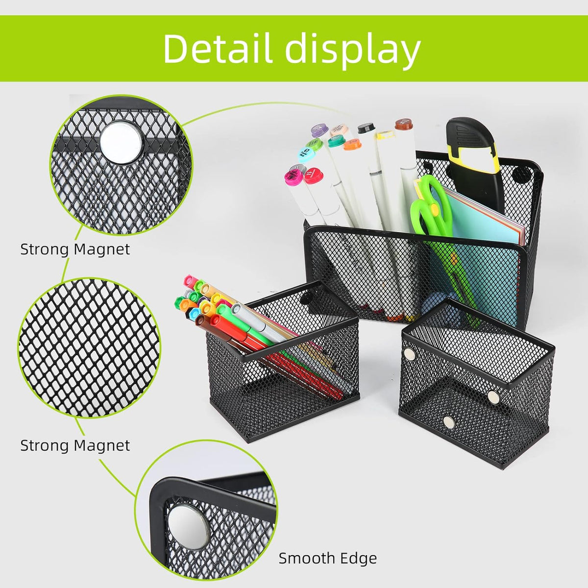 Neudeco Locker Shelf Organizer, Magnetic Pencil Holder, Metal Storage Basket for Whiteboard