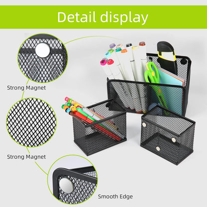 Neudeco Locker Shelf Organizer, Magnetic Pencil Holder, Metal Storage Basket for Whiteboard
