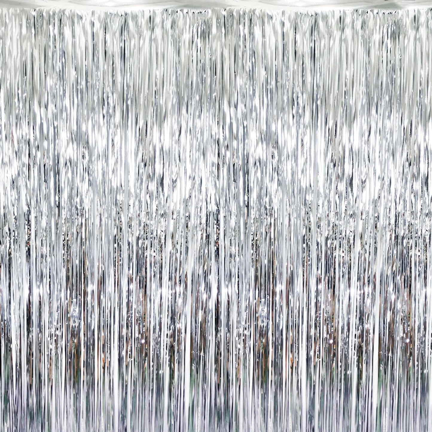 GOER 3.2 ft x 8.2 ft Metallic Tinsel Foil Fringe Curtains Party Photo Backdrop Party Streamers for