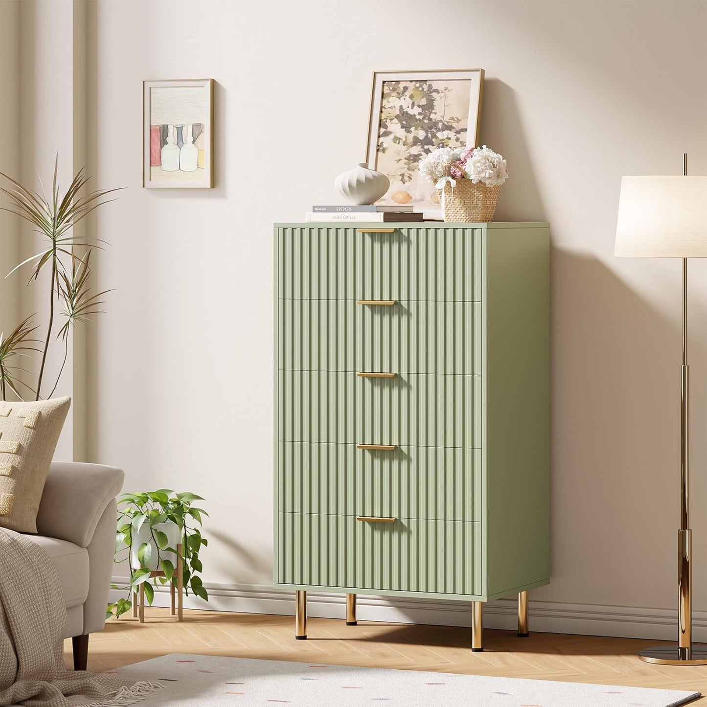 5 Drawer Dresser for Bedroom, 47.2" Tall Modern Chest of Drawers with Deep Drawers and Wide Top