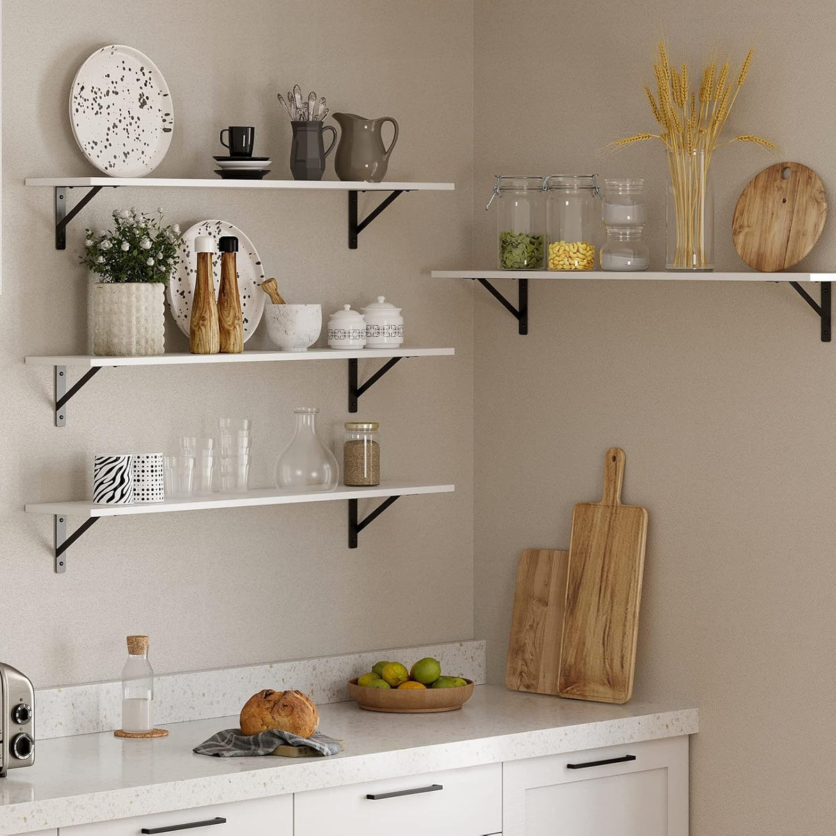 DINZI LVJ Long Wall Shelves, 39.4Inch Wall Mounted Shelves Set of 2, Easy-to-Install, Wall Storage