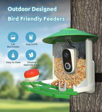 Bird Feeder with Camera, 2K HD AI Smart Identify BirdSpecies Video Camera with Solar Panel Outdoors
