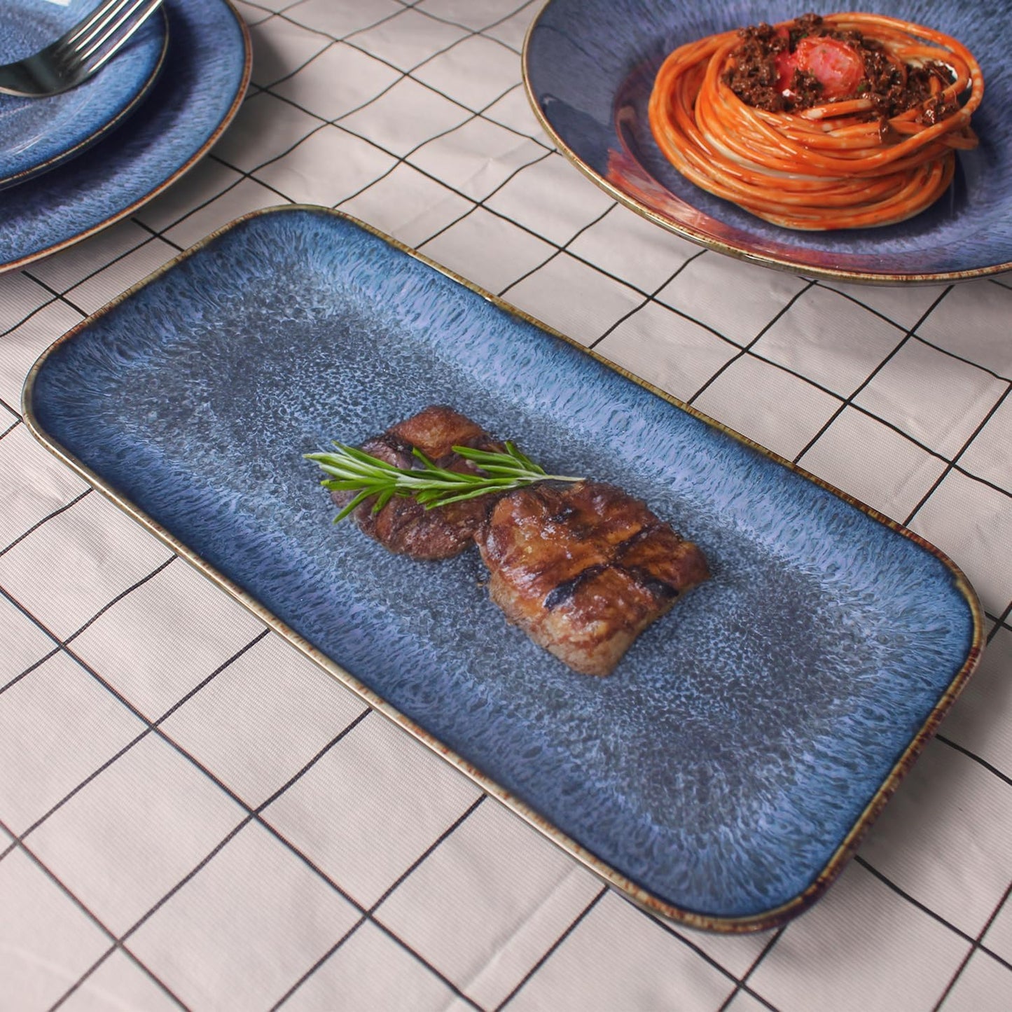 Porcelain Plate Set Large Serving Tray Set of 4, Reusable Serving Platters for Party Food, Cookie