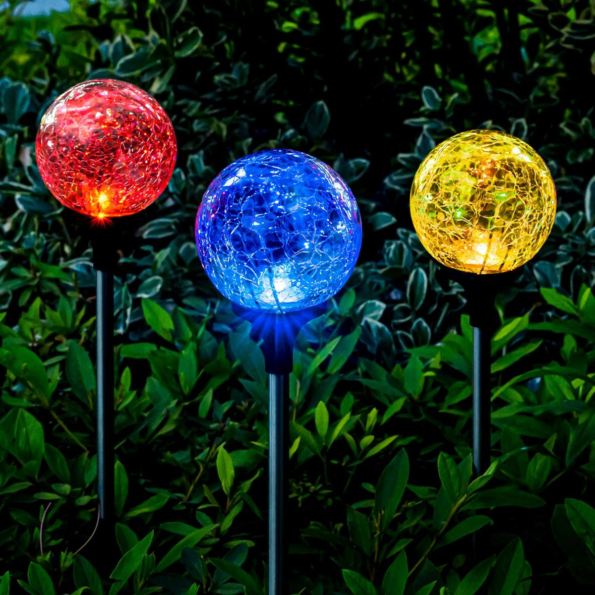 SOLPEX Solar Garden Lights Outdoor 3 Pack, Solar Globe Lights Outdoor Waterproof Decorative for