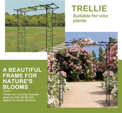 Outvita 7Ft Garden Arch Arbor, Steel Frame Stand Trellis, Arbour Archway for Wedding Ceremony