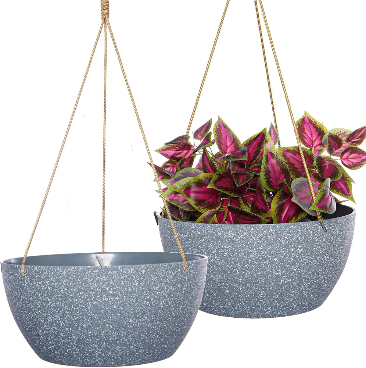 13 Inch 2 Pack Large Hanging Planters for Indoor Outdoor Plants, Plastic Hanging Basket Pots for