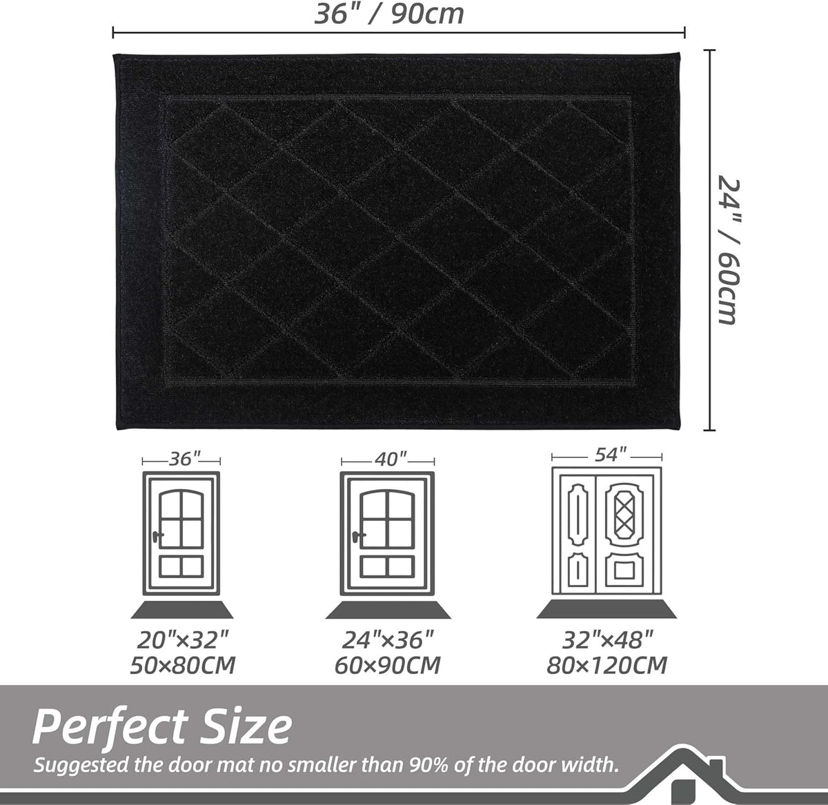 BEQHAUSE Dirt Trapper Door Mat 24" x 36", Doormat Non-Slip Entryway Rugs Washable, Dog Door Mat