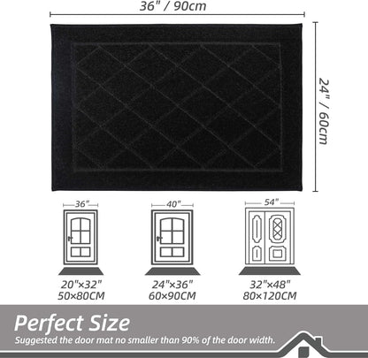 BEQHAUSE Dirt Trapper Door Mat 24" x 36", Doormat Non-Slip Entryway Rugs Washable, Dog Door Mat