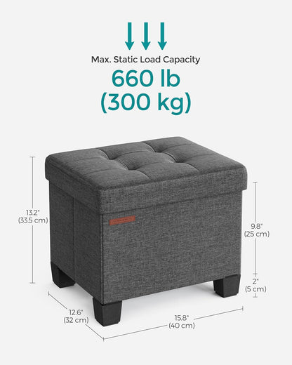 SONGMICS Storage Ottoman, Small Ottoman Foot Rest with Legs, 12.6 x 15.8 x 13.2 Inches Foot Stool