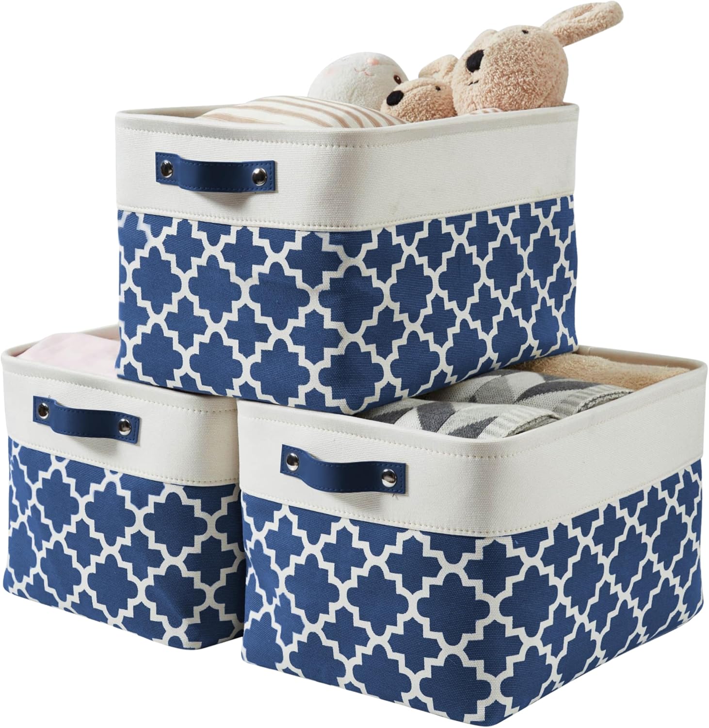 DECOMOMO Blue Storage Bins Fabric Storage Baskets for Shelves, Linen Closet Organization Toys