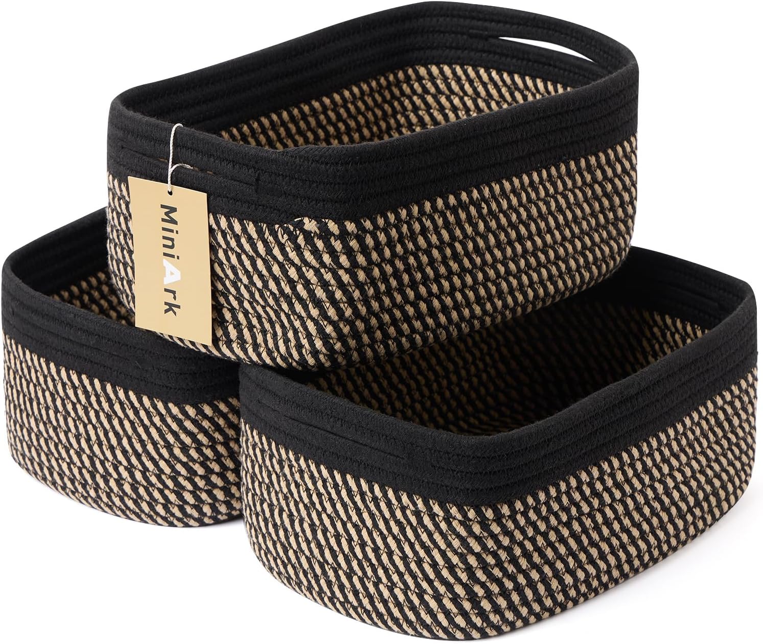Small Storage Baskets for Organizing | Closet Organizer Bins | Shelf Toy Basket | Woven Rope