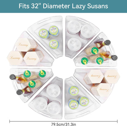 Oubonun Lazy Susan Organizers Set of 8, 12.8’’ x 11.7’’ x 4’’ Plastic Transparent Kitchen Cabinet