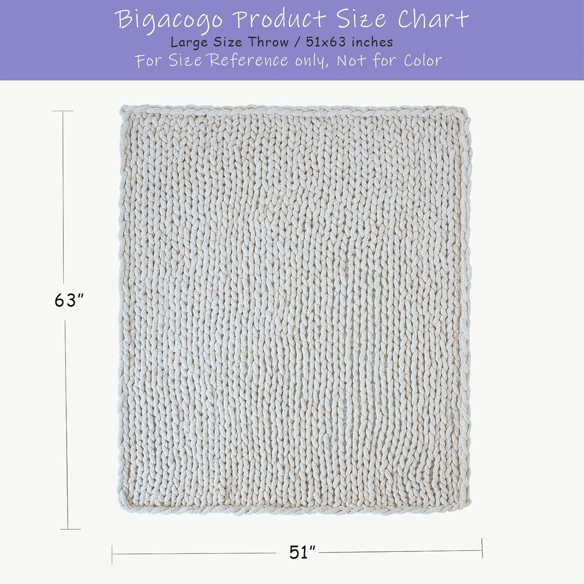 Bigacogo Chunky Knit Throw Blanket for Couch, 51x63 inches, 100% Hand Knitted with Thick Jumbo