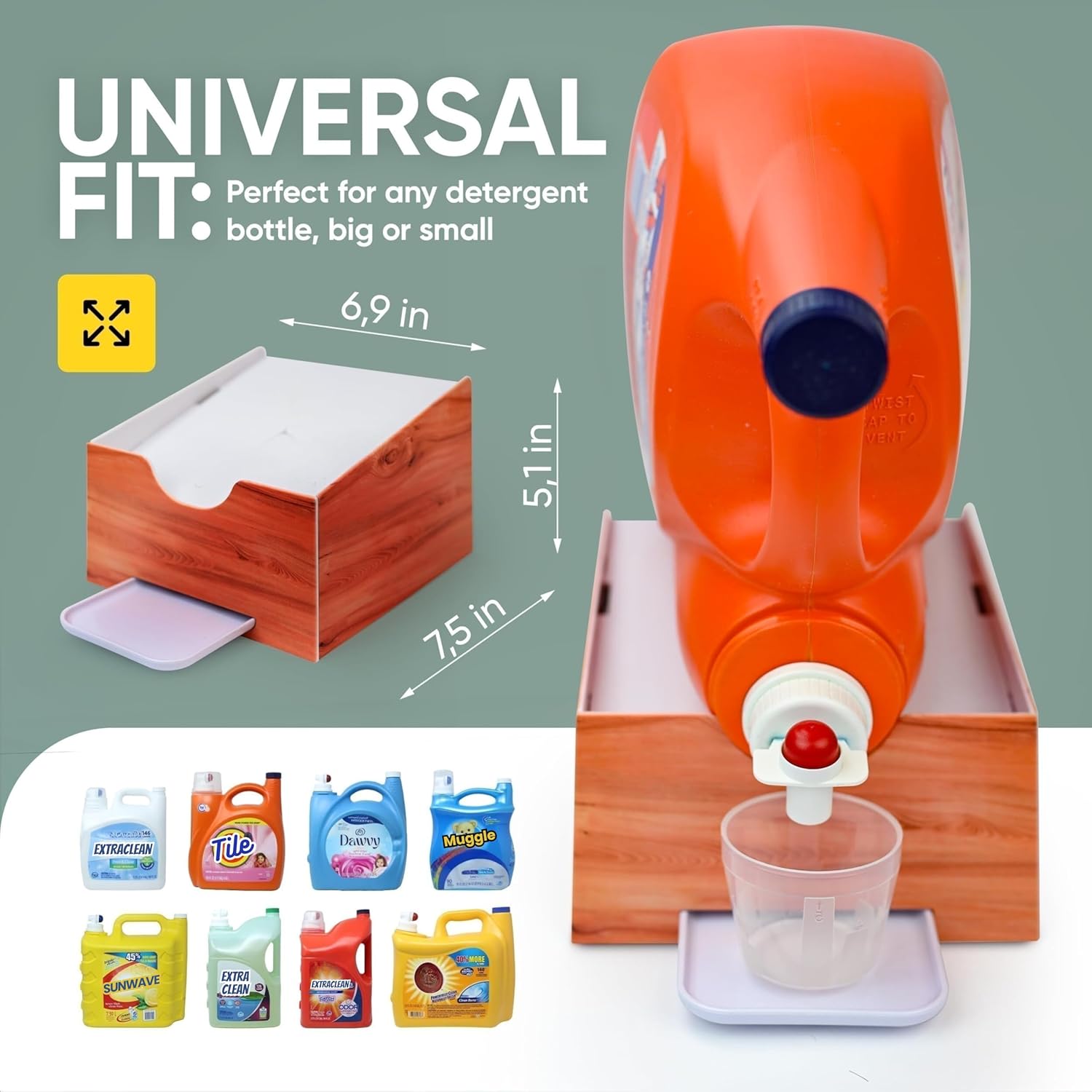 Skywin Laundry Room Organizer and Drip Tray - Soap Cup Storage for Liquid Detergent Containers