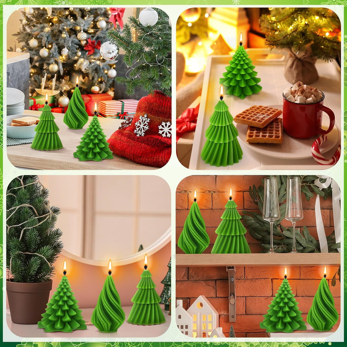 6 Pcs Christmas Tree Shaped Candles Xmas Wax Scented Candles Green Decorative Christmas Tree Gifts
