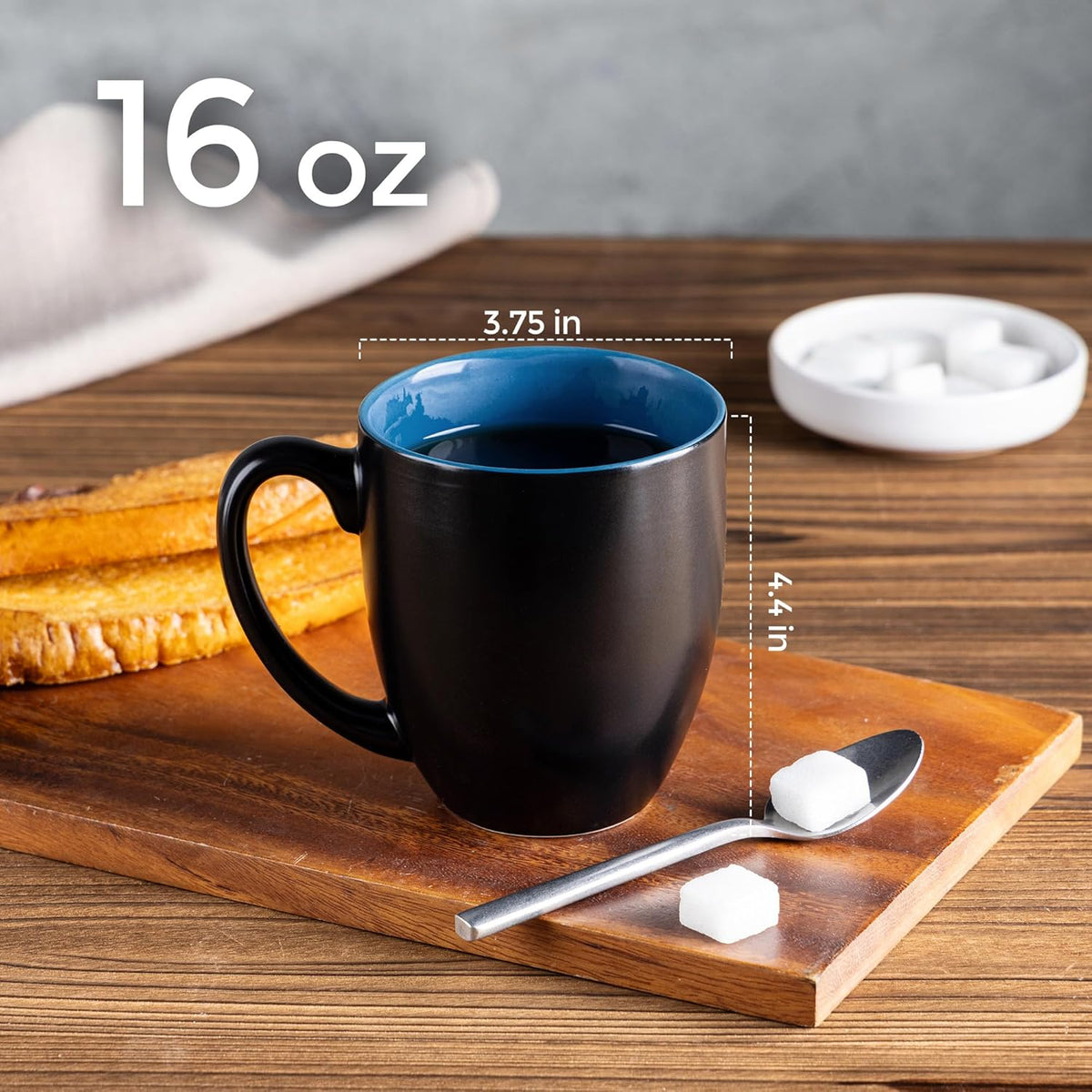 GBHOME 16oz Coffee Mugs Set of 6, Large Ceramic Coffee Mugs for Man, Woman, Dad, Mom, Modern Coffee