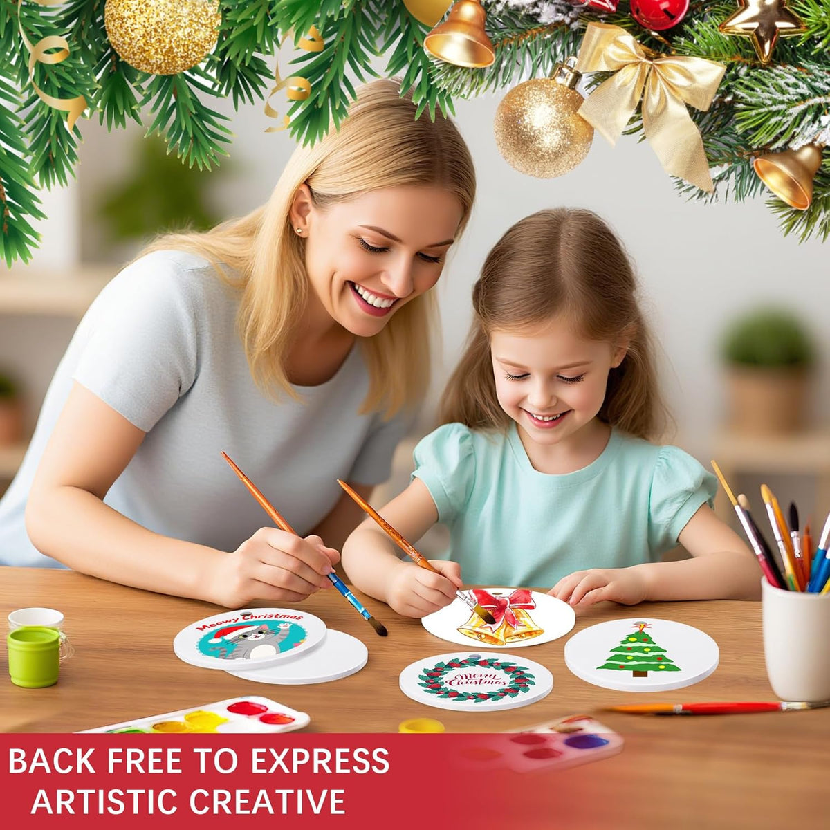 25 PCS Ceramic Sublimation Ornament Blanks Bulk 3 Inch White Round Crafts DIY Personalized Printed