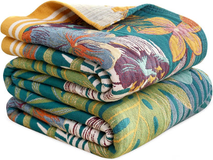 MSGKV Boho Throw Blanket for Couch and Sofa Cotton Blankets for Living Room Bedroom Reversable