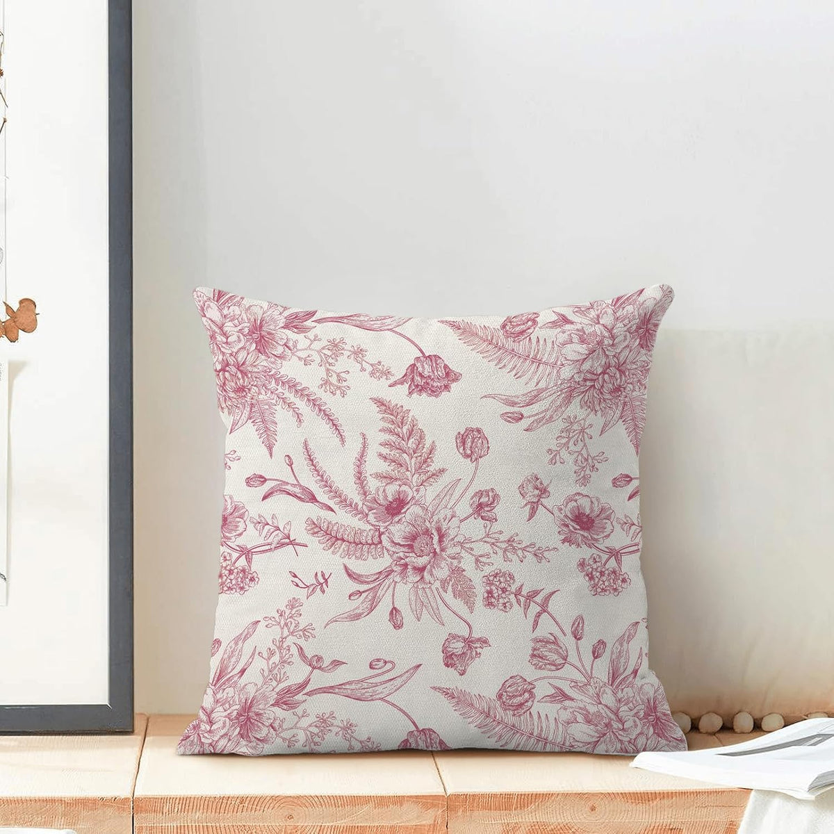 CXMEIFLY Hot Pink Spring Pillow Covers 20 x 20 Inch Set of 2 for Chinoiserie Flowers Decor Throw
