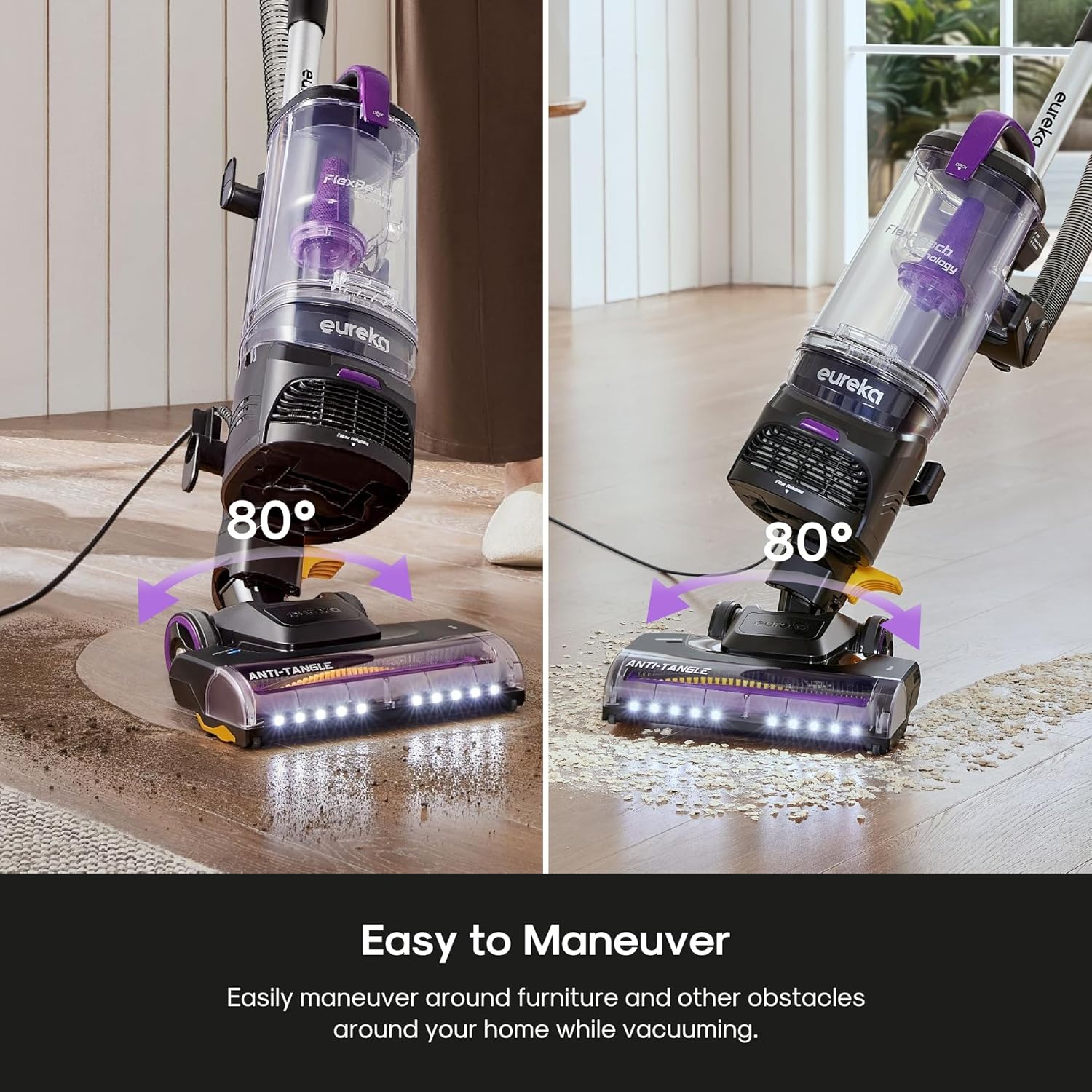 Eureka FlexReach Powerful Upright Vacuum Cleaner for Carpet and Hard Floor, Lift-Away Vacuum with