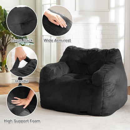 Hobestluk Bean Bag Chair for Adult Small Bean Bag Chairs with Arms Furry Beanbag Chair with Foam
