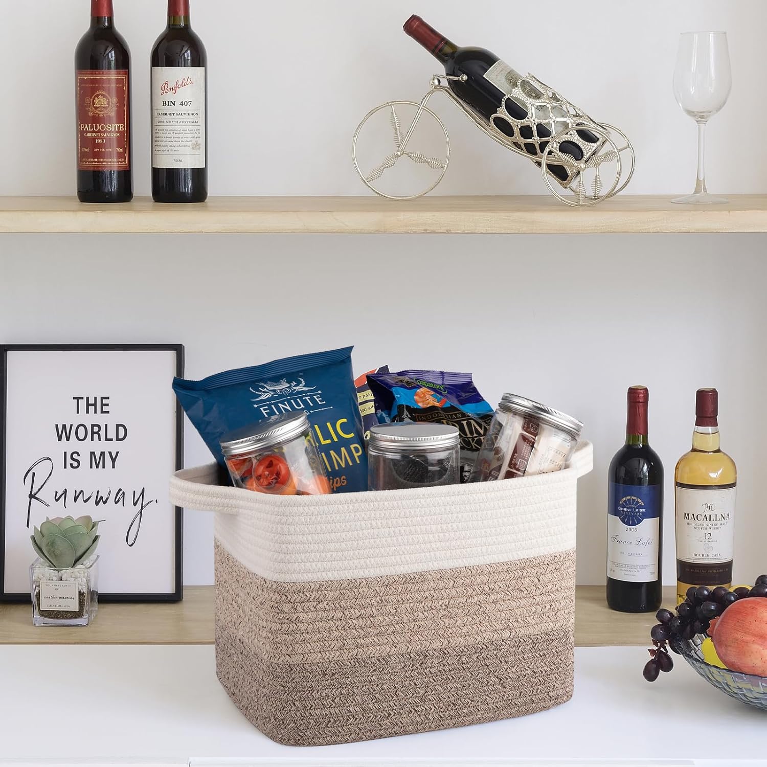 OIAHOMY Storage Basket, Woven Baskets for Storage, Cotton Rope Basket for toys,Towel Baskets for
