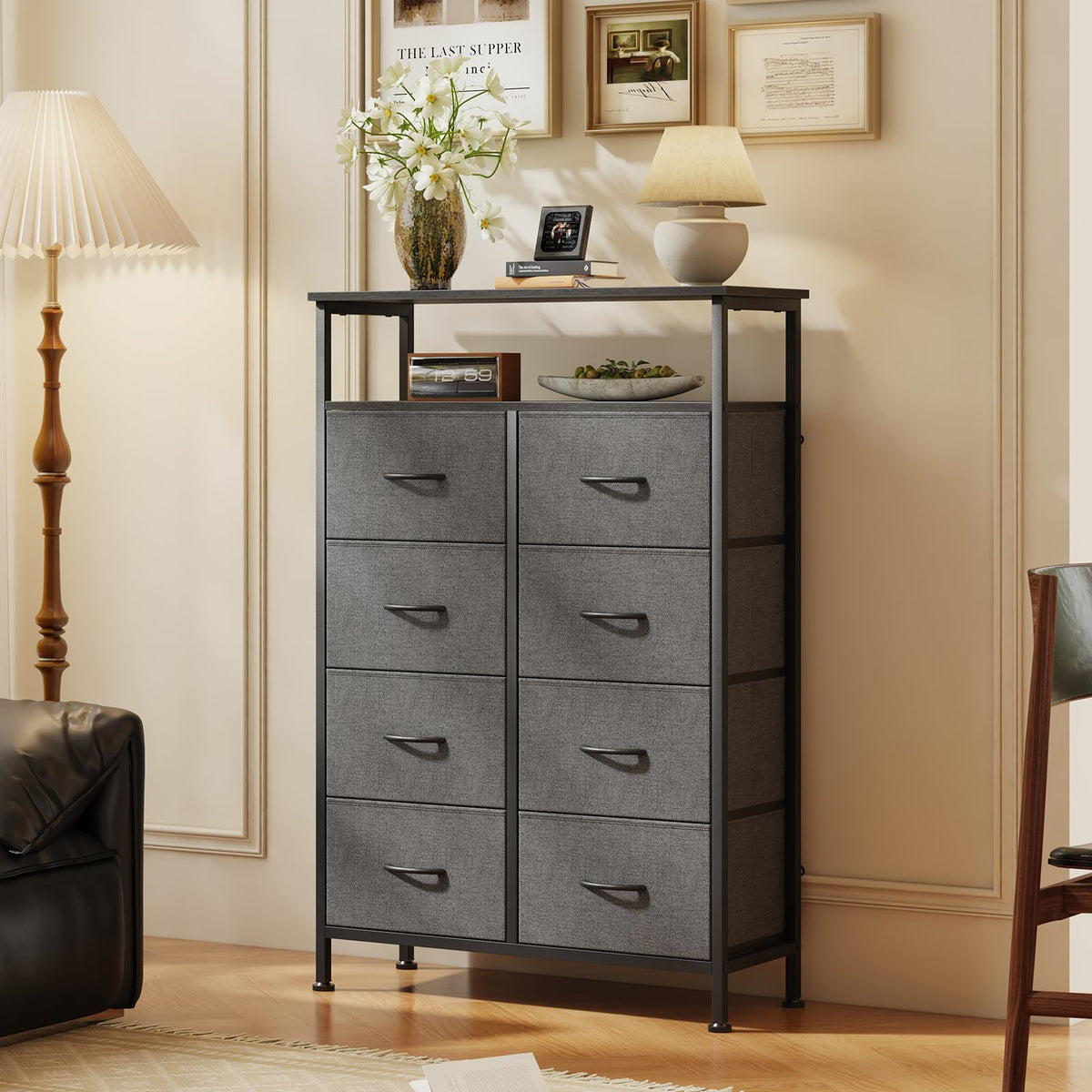 DUMOS Tall 8 Drawer Dresser for Bedroom, Storage Chest of Drawers Cabinet
