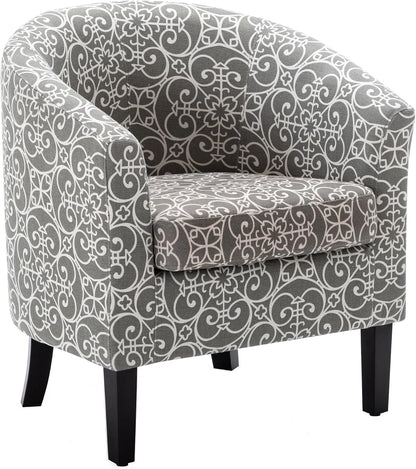 BELLEZE Accent Barrel Chair, Linen Round Chair Club Tub Sofa Corner Chair with Flared Legs and Cozy