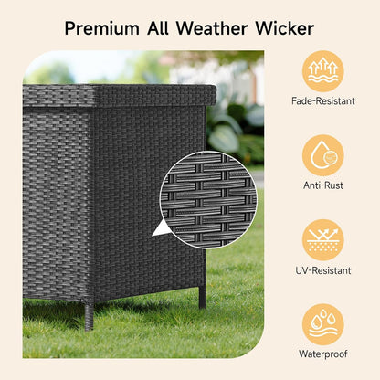 158 Gallon XL Deck Box with Lid, All Weather Wicker Outdoor Storage Box Waterproof, Large Outdoor