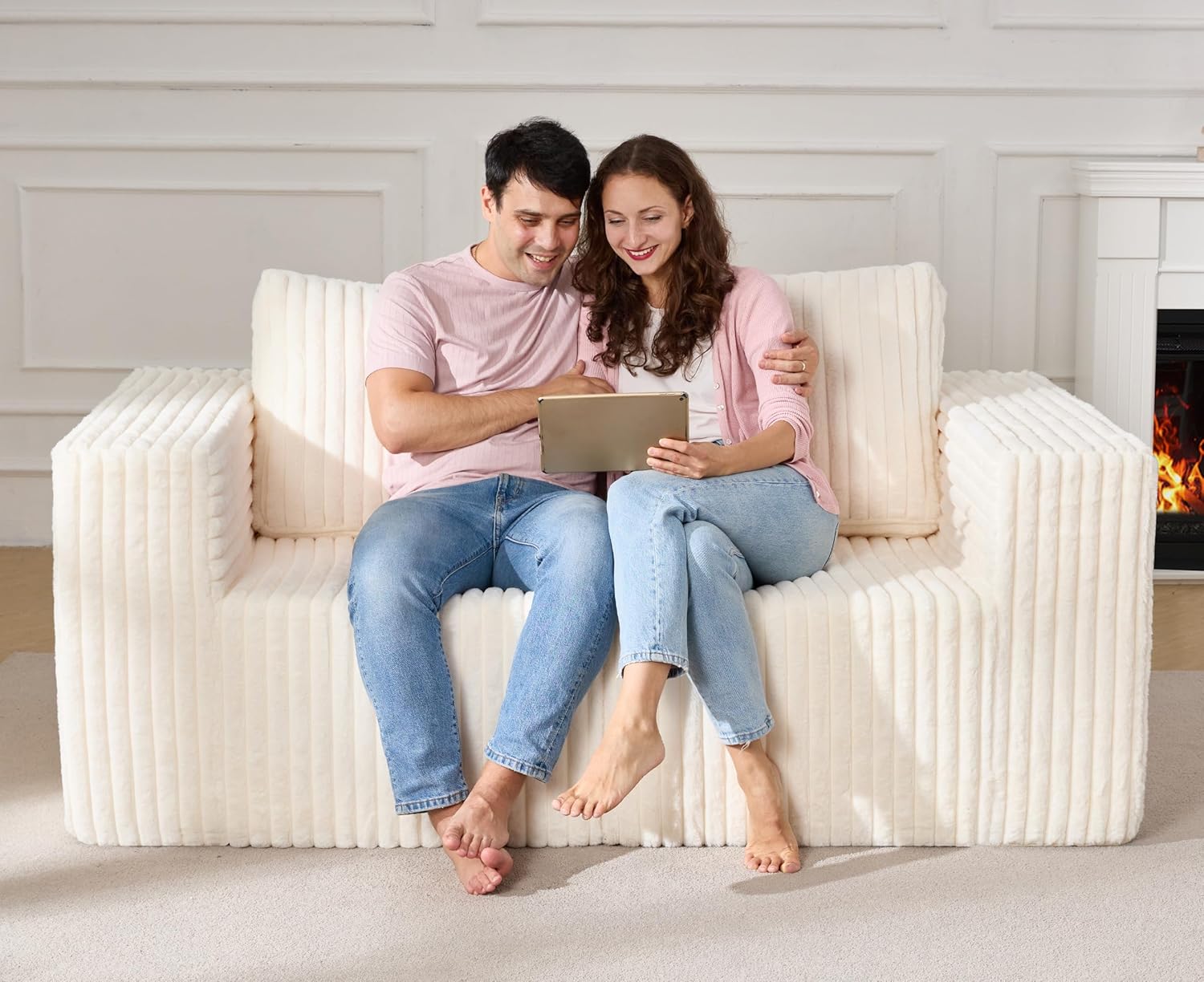 Modular Sectional Sofa 2 Seater Loveseat Modular Couch with Deep Seat Memory Foam Cloud Chair with