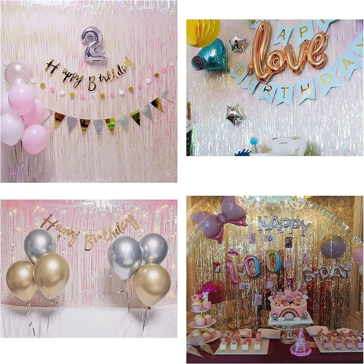 BRAVESHINE Party Decorations Iridescent Foil Fringe Backdrops - 2 Pack 3.2 x 6.5 ft Holographic
