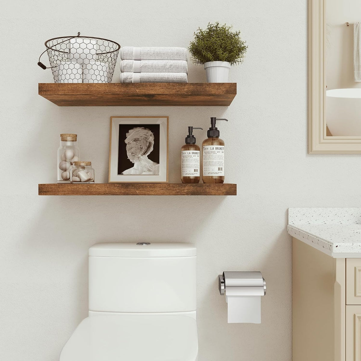 Floating Shelves for Wall 24 inchs Long, 9.1” Deep x 1.5” Thick Wall Shelves for Bedroom, Living