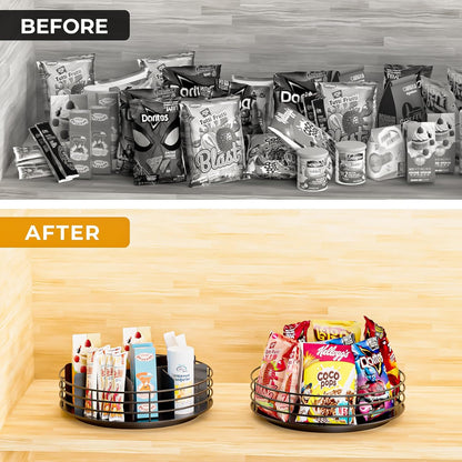 Snack Organizer - Versatile Snack Storage, Lazy Susan with Convenient Grab-and-Go Design, Metal