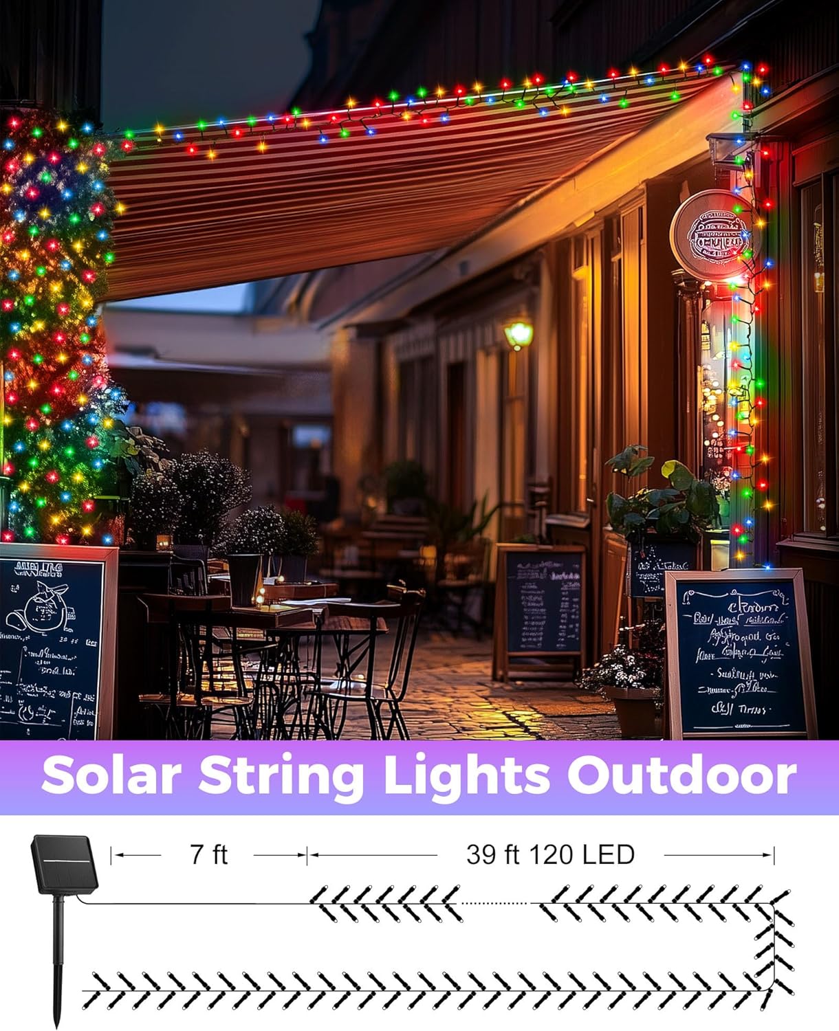 Brightown 2 Pack Solar String Lights Outdoor, Each 46Ft 120 LED Solar String Lights for Outside