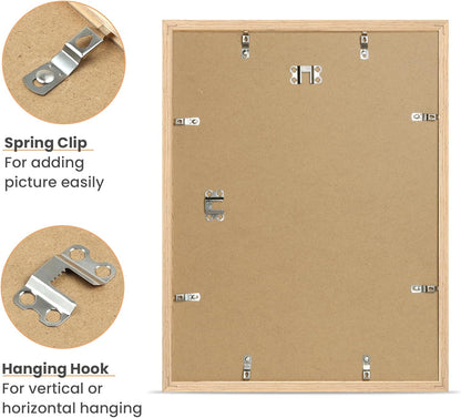 upsimples 12x16 Frame, Natural Solid Wood Picture Frames, Display 8.5x11 with Mat or 12 x 16