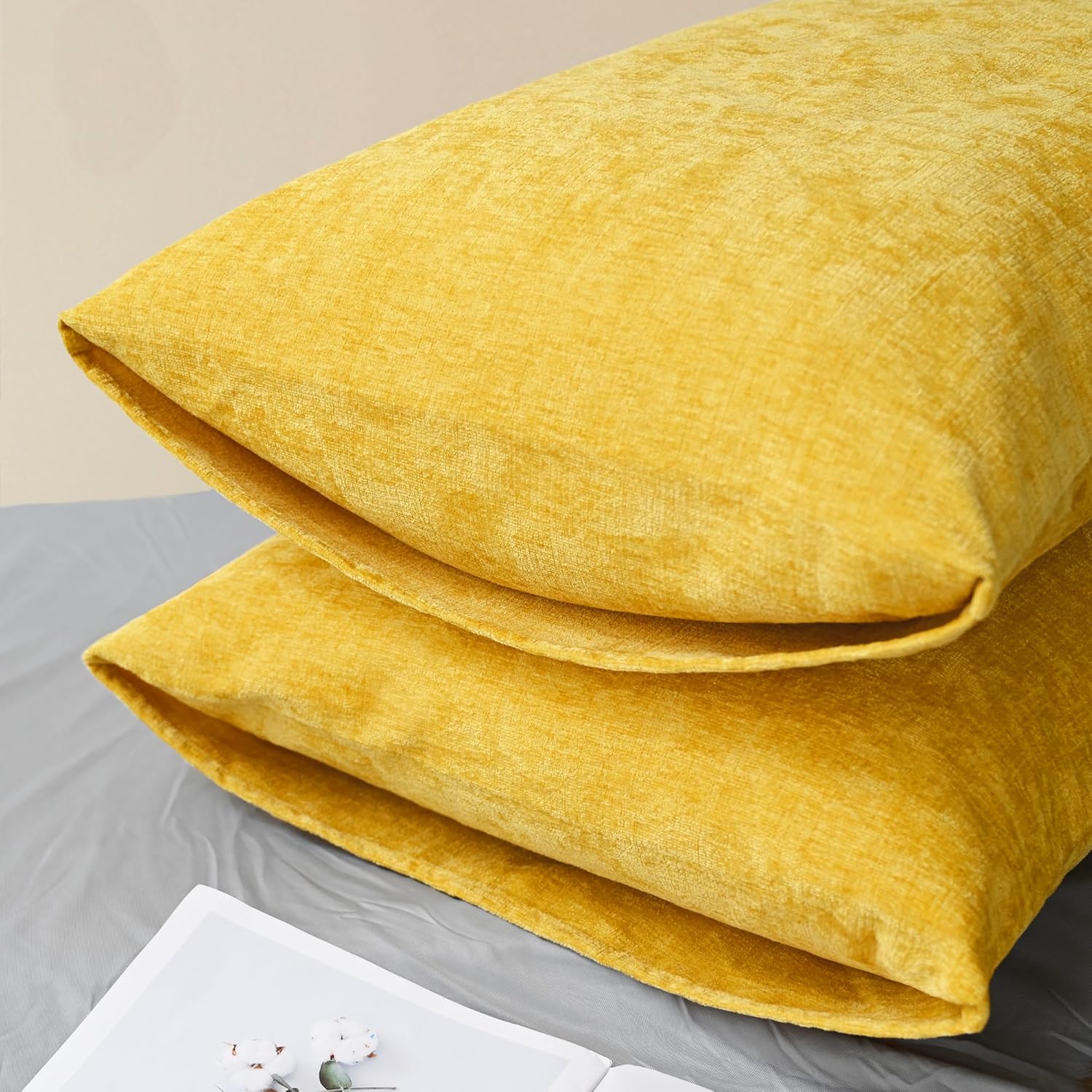 CaliTime Throw Pillow Covers Decorative 20 X 26 Inches Pack of 2 Cozy Chenille Standard Pillow